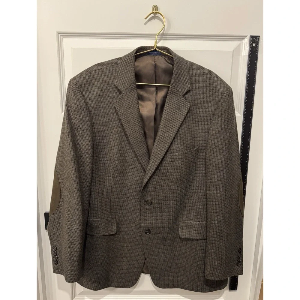STAFFORD Men's Wool Blazer Sport Coat Brown Blue 44R Suit Jacket Professional